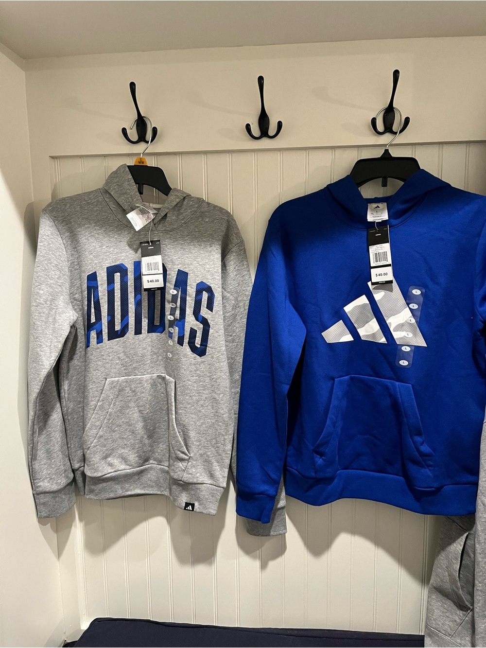 Kid’s lot Adidas Grey Hoodie with Blue Logo + Adidas Royal Blue Hoodie 14/16 new
